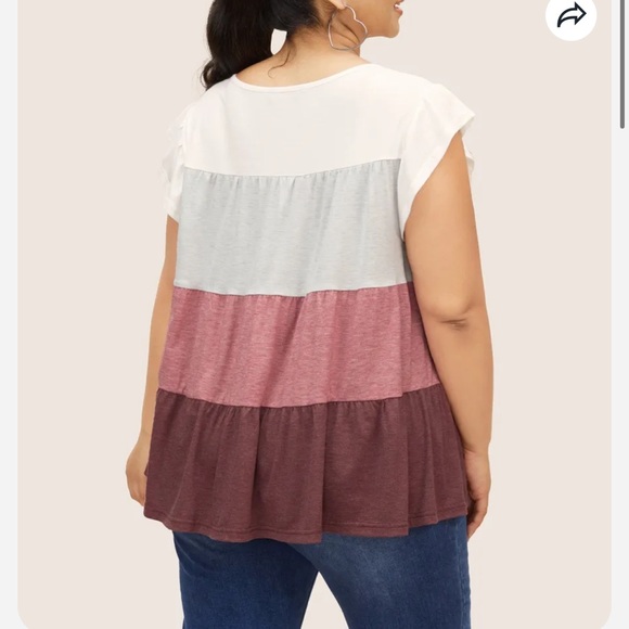 BloomChic Plus Size 2XL Color Block Contrast Cap Sleeve Tank Top us18-20 - Picture 2 of 8